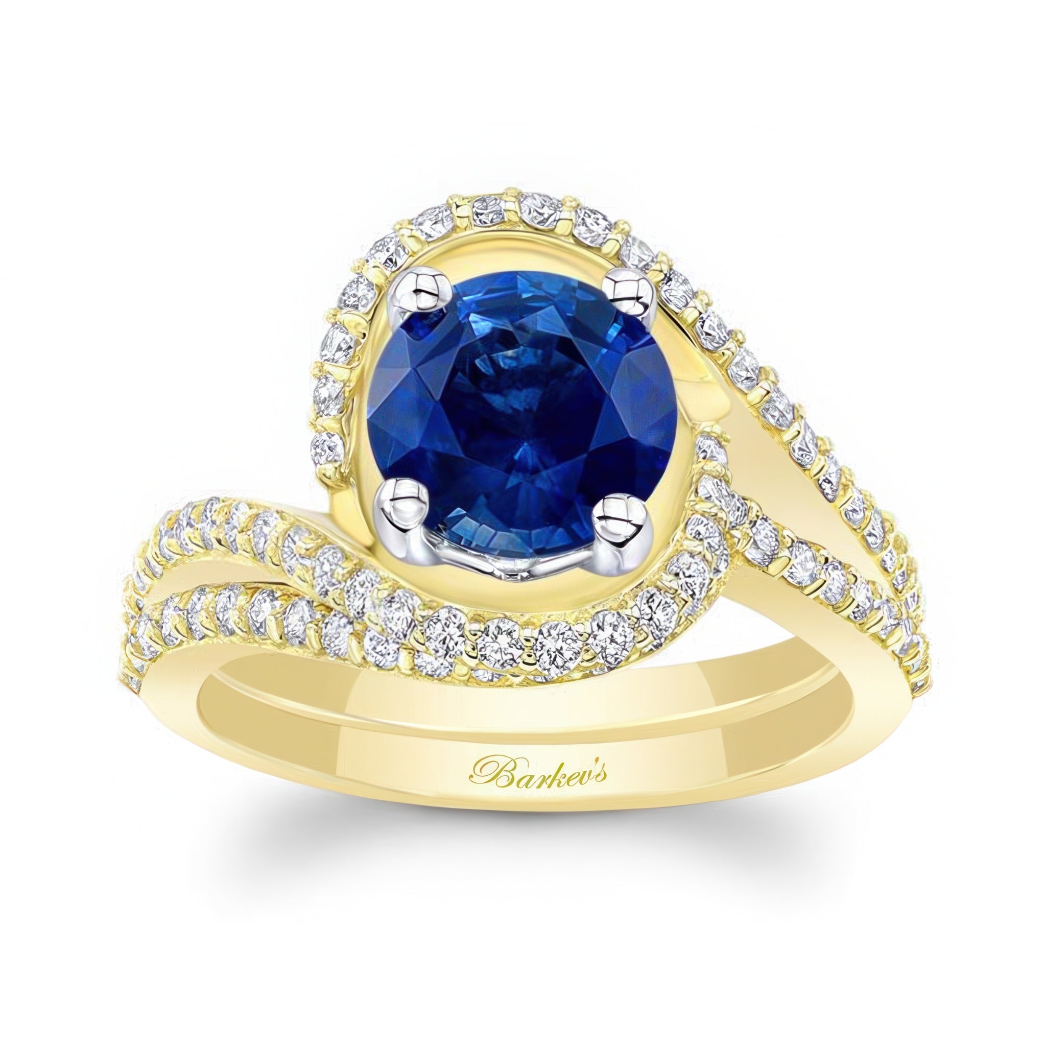 Floating Halo Blue Sapphire And Diamond Bridal Set