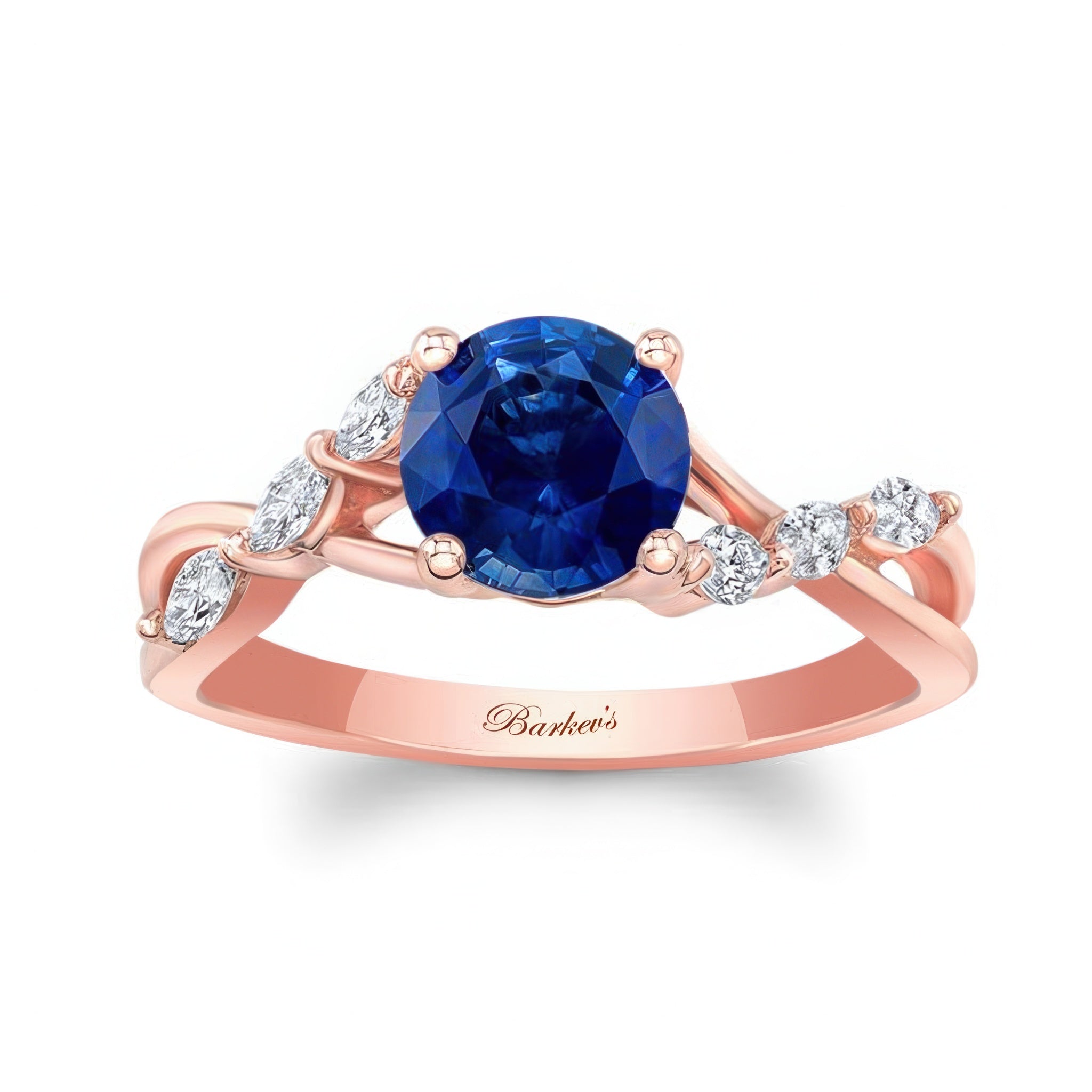 Lab Blue Sapphire And Diamond Marquise Accent Ring