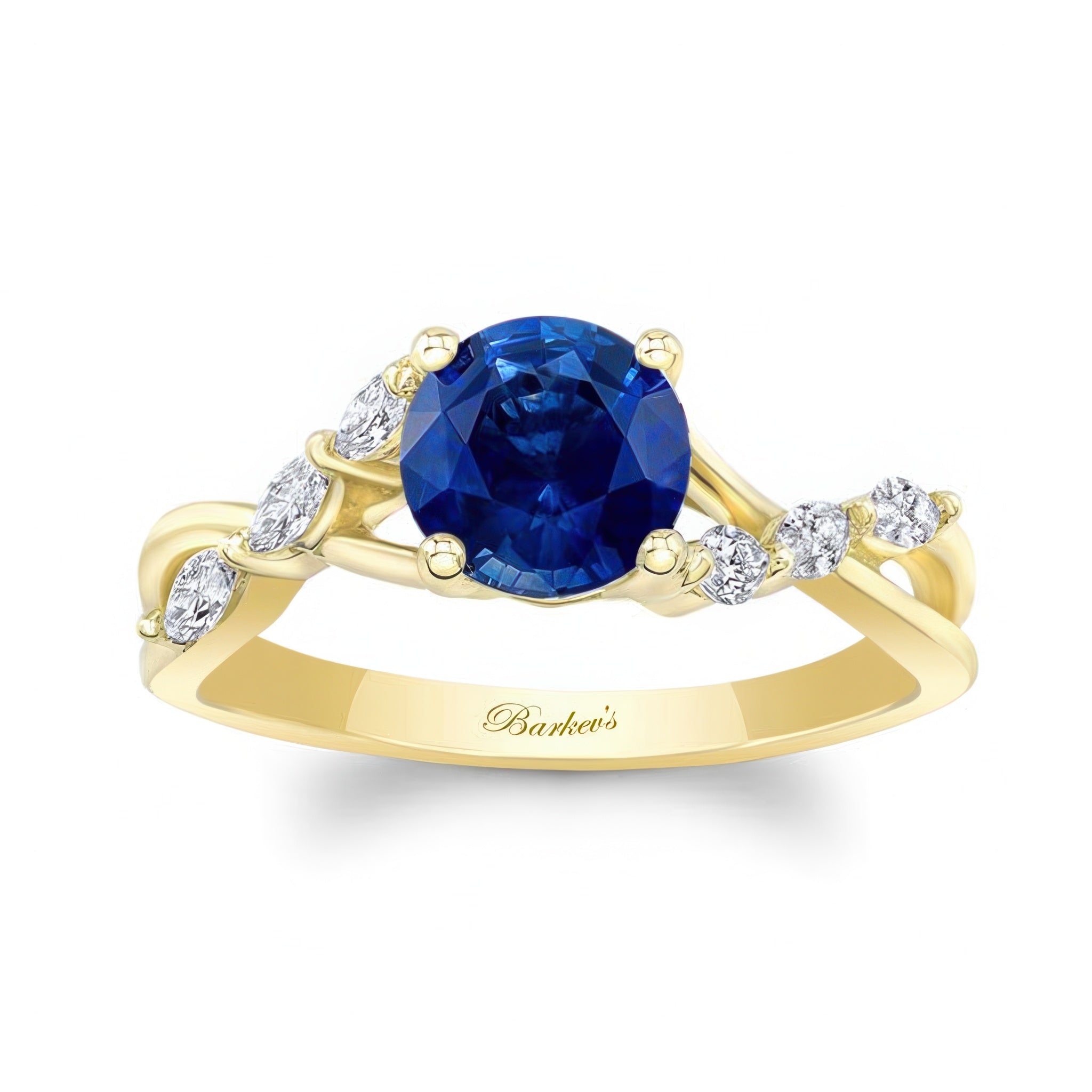 Lab Blue Sapphire And Diamond Marquise Accent Ring