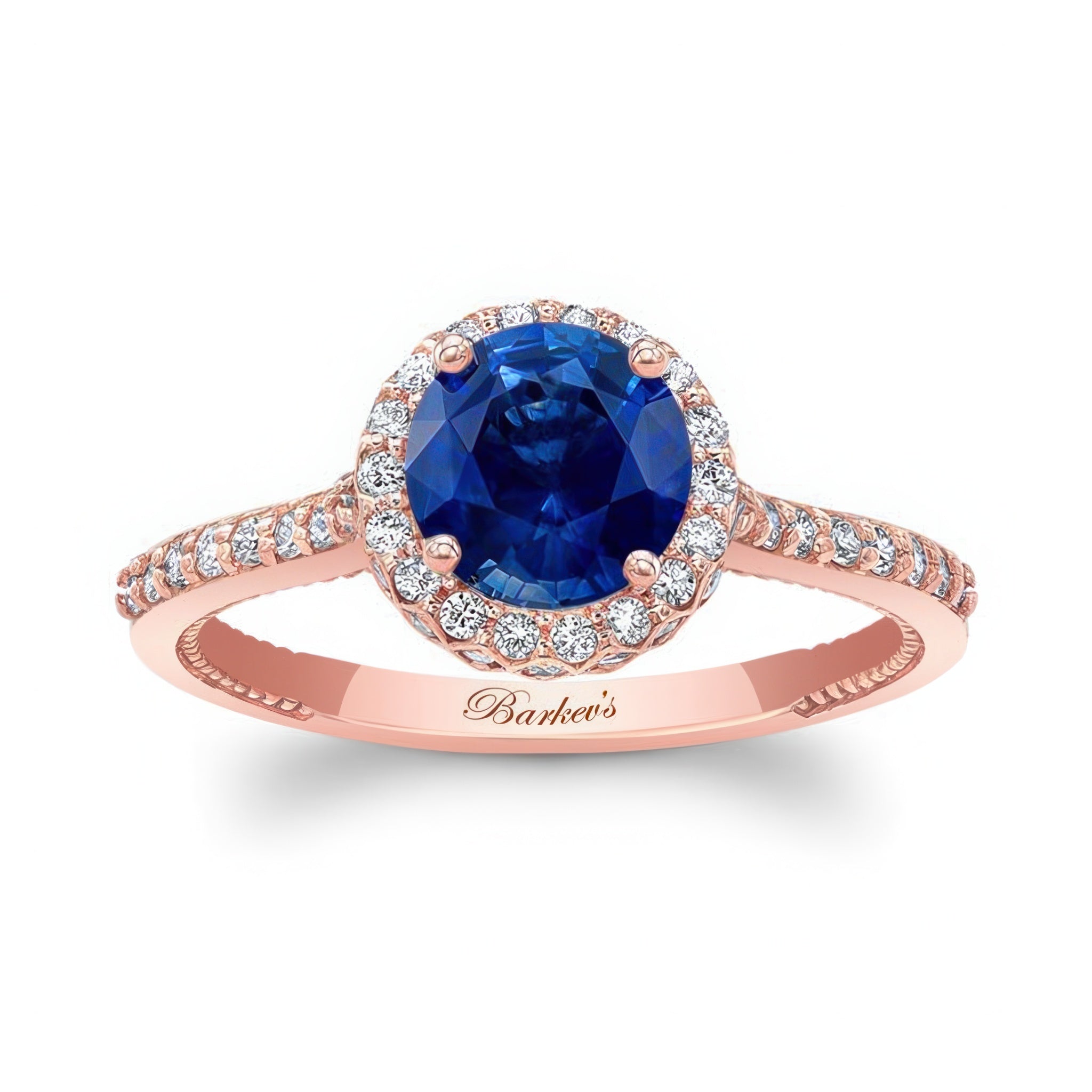 Round Halo Blue Sapphire And Diamond Ring