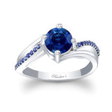 Lab Blue Sapphire Split Shank Engagement Ring