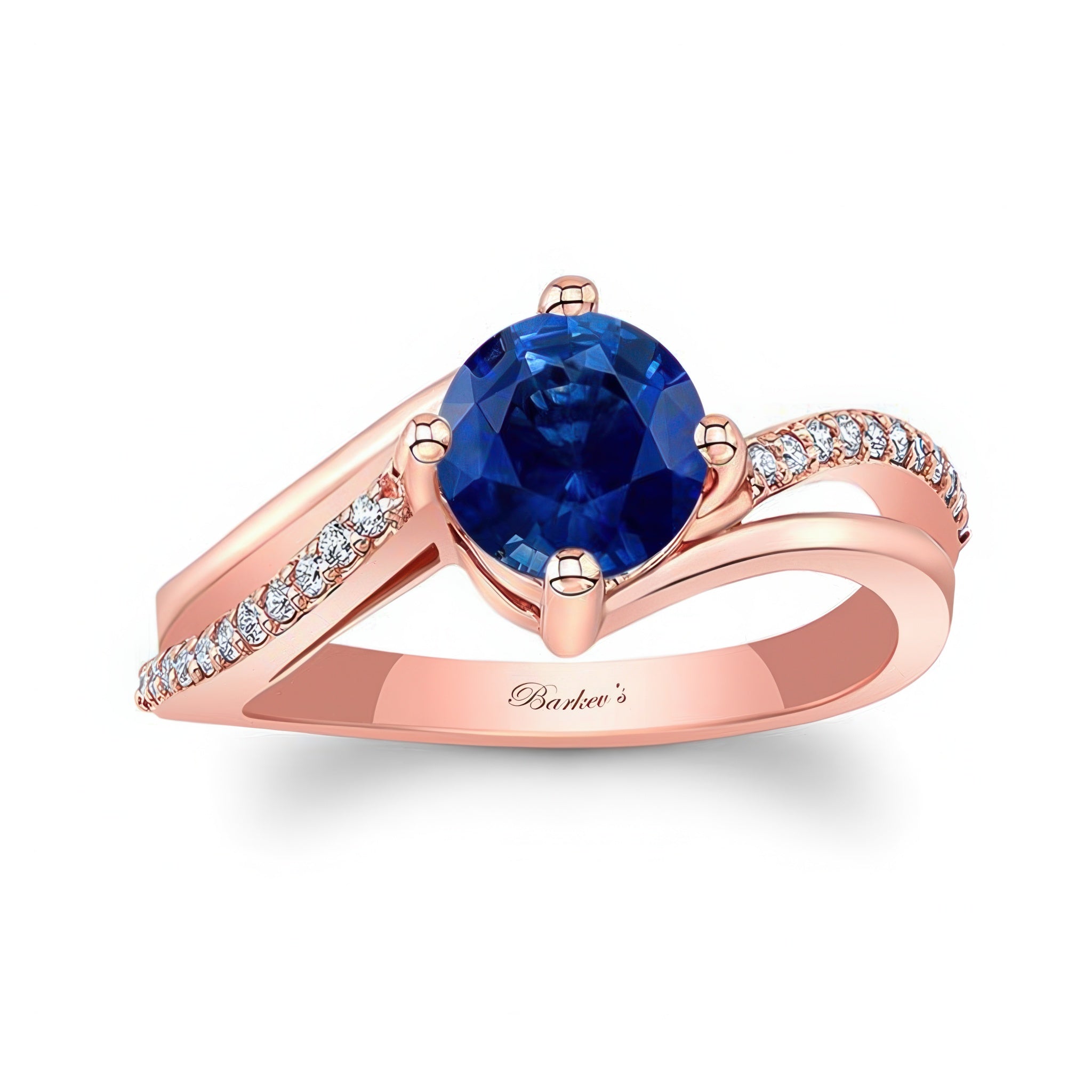 Blue Sapphire And Diamond Split Shank Engagement Ring