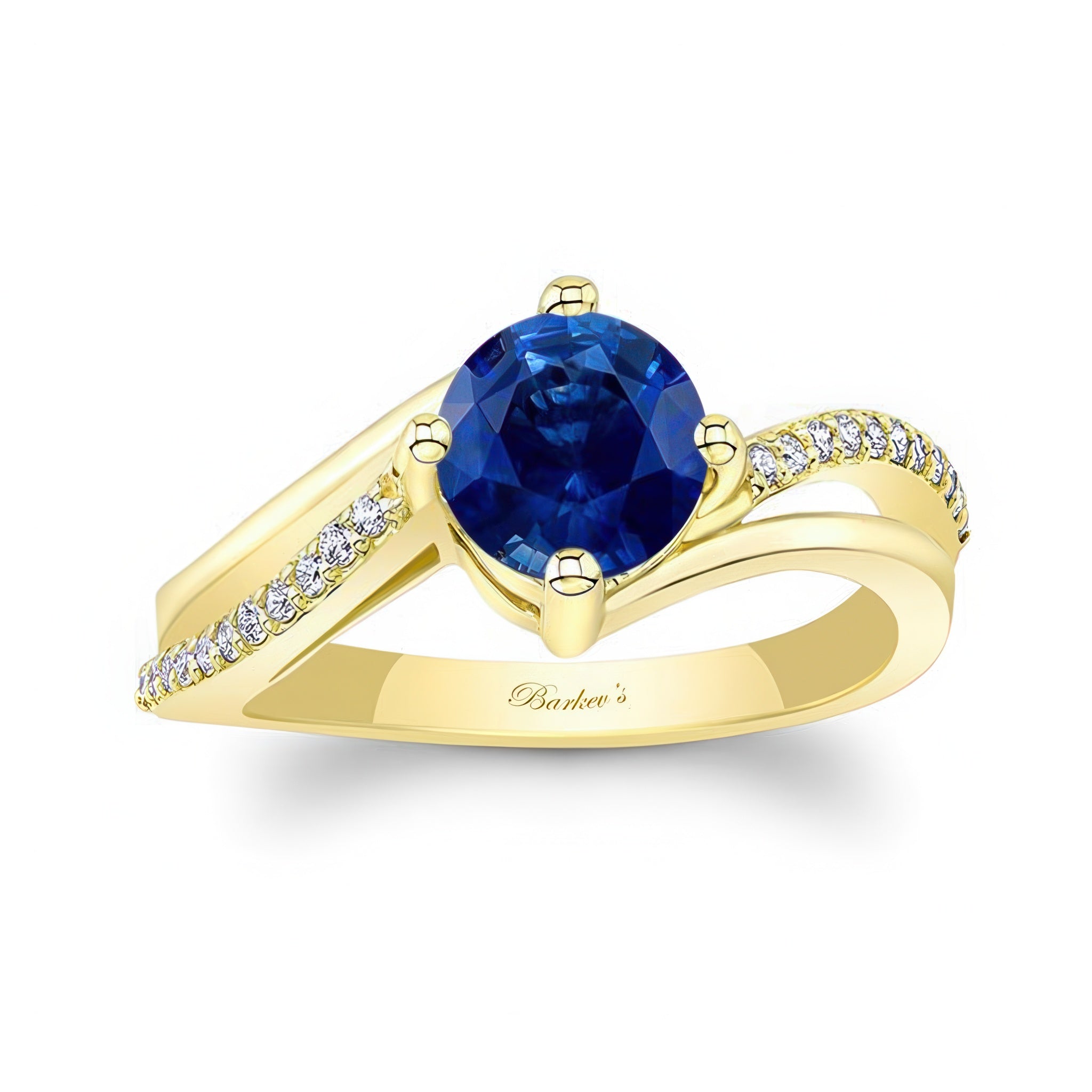 Blue Sapphire And Diamond Split Shank Engagement Ring