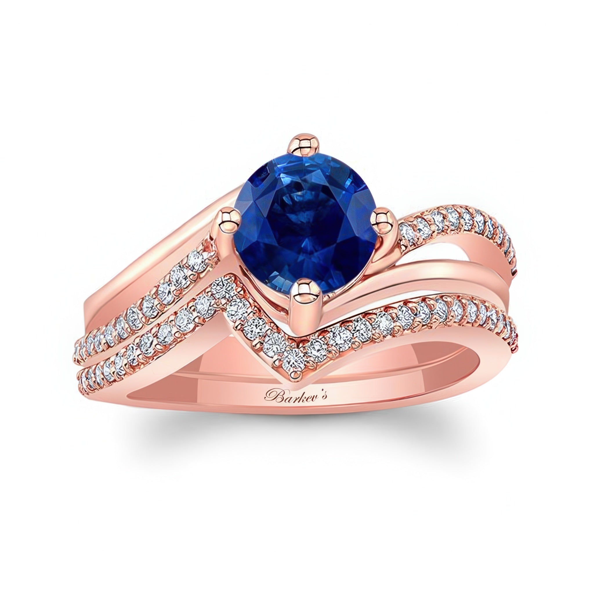 Blue Sapphire And Diamond Split Shank Wedding Set