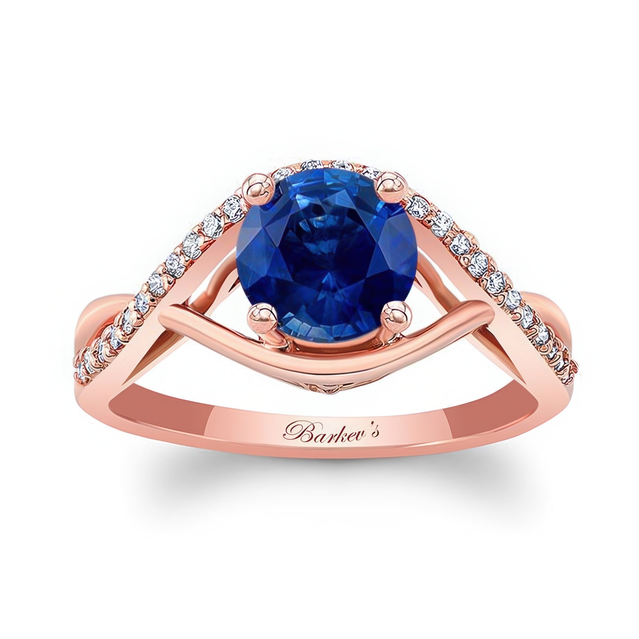 Blue Sapphire And Diamond Criss Cross Ring