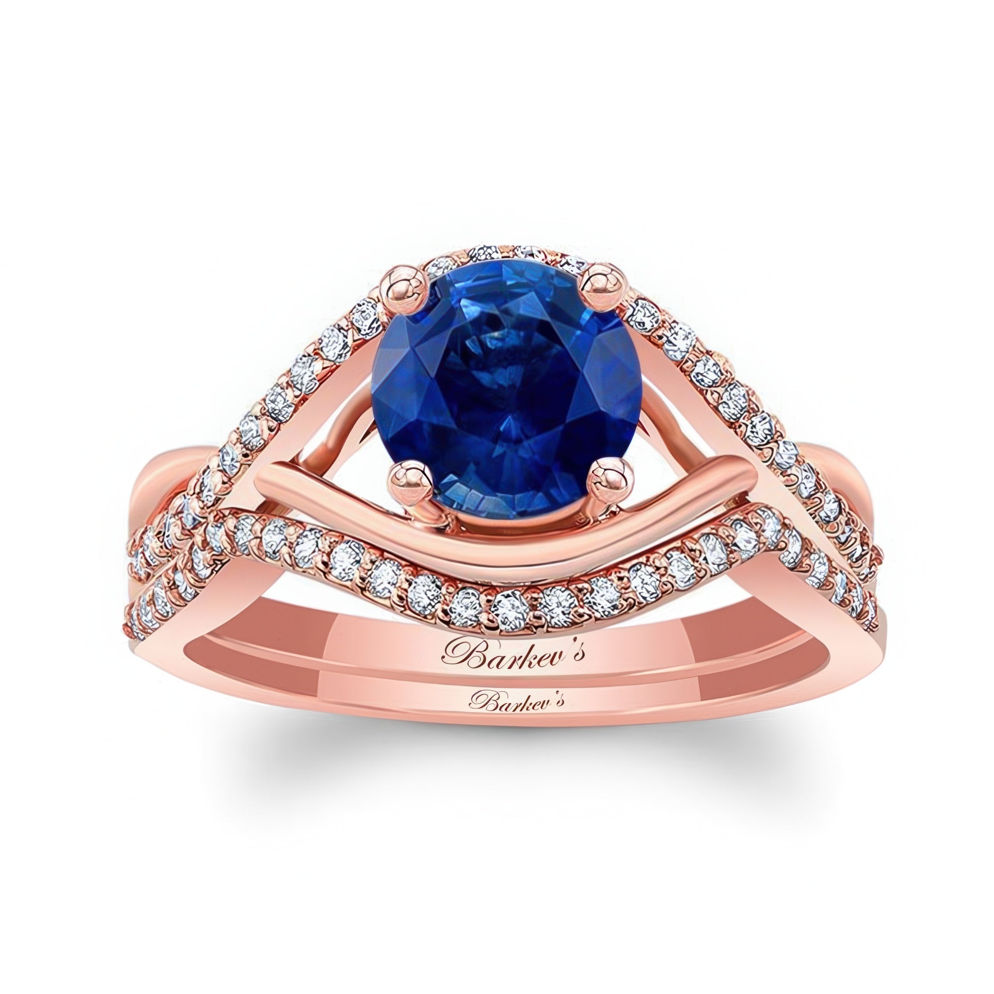 Blue Sapphire And Diamond Criss Cross Ring Set