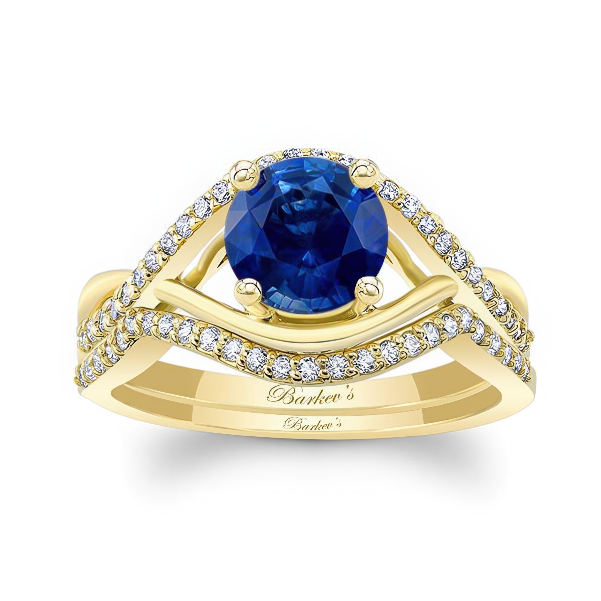 Blue Sapphire And Diamond Criss Cross Ring Set