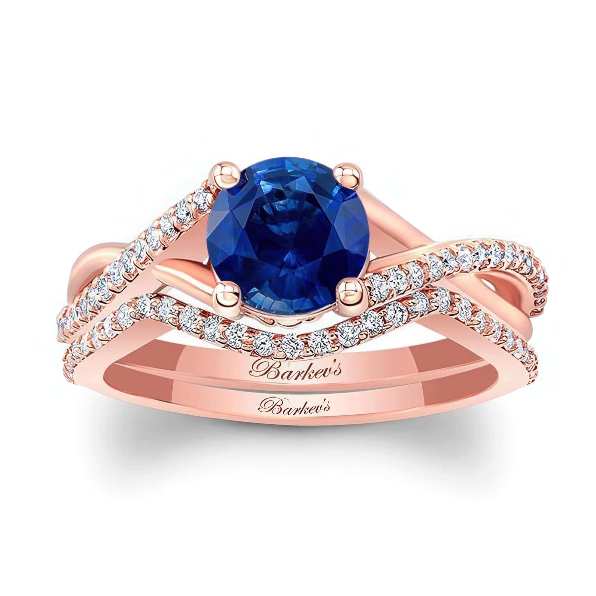 One Carat Blue Sapphire And Diamond Bridal Set