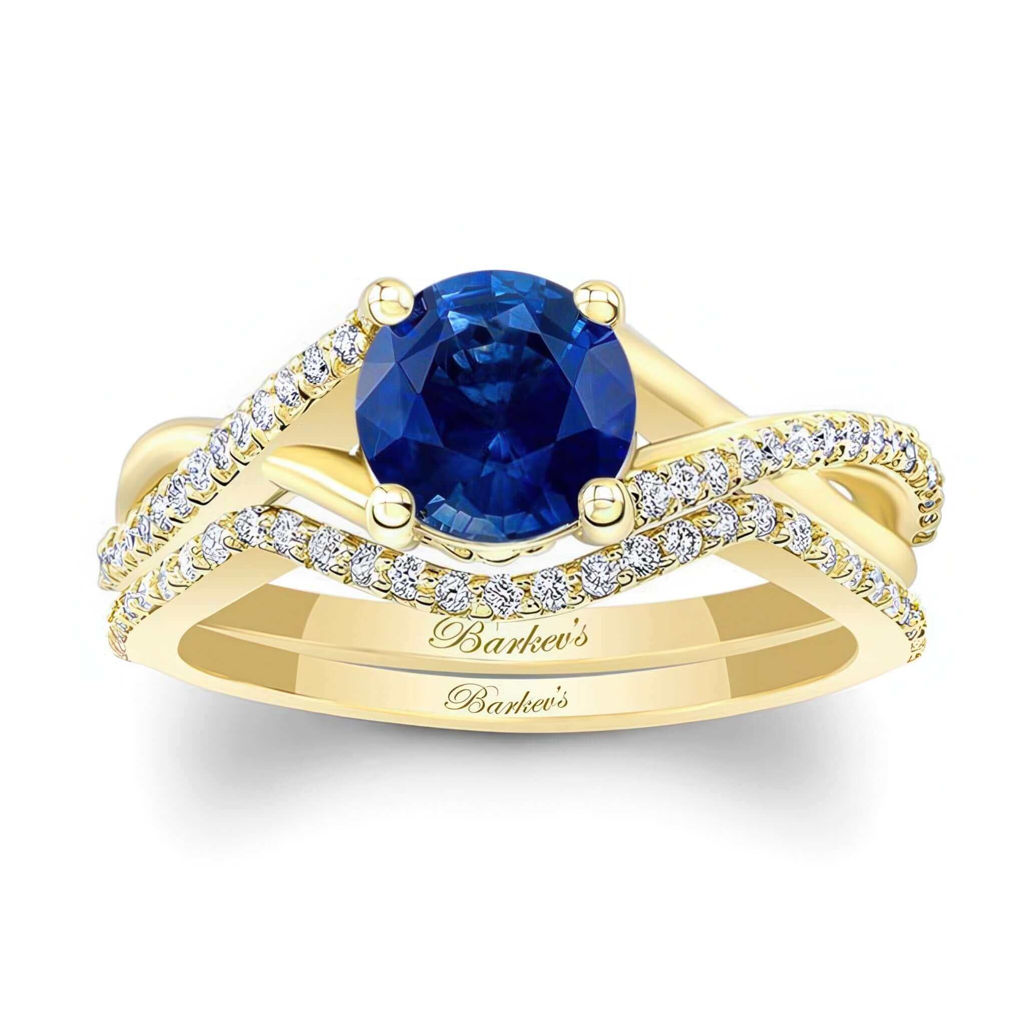 One Carat Blue Sapphire And Diamond Bridal Set