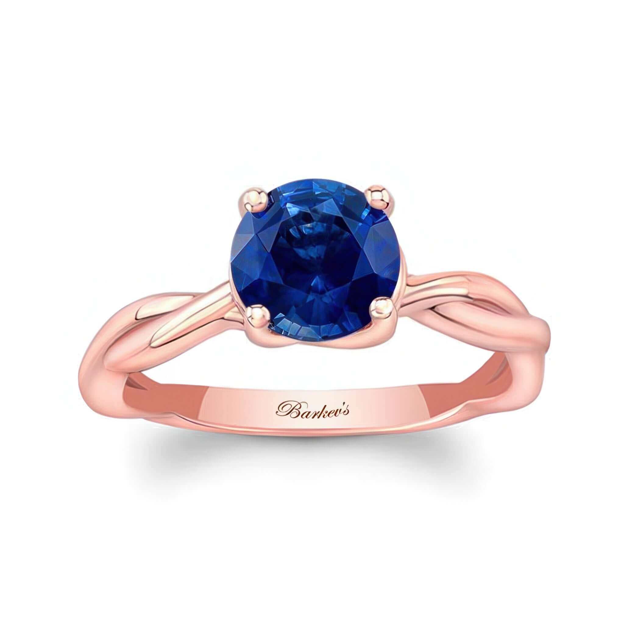 Blue Sapphire Twist Solitaire Engagement Ring