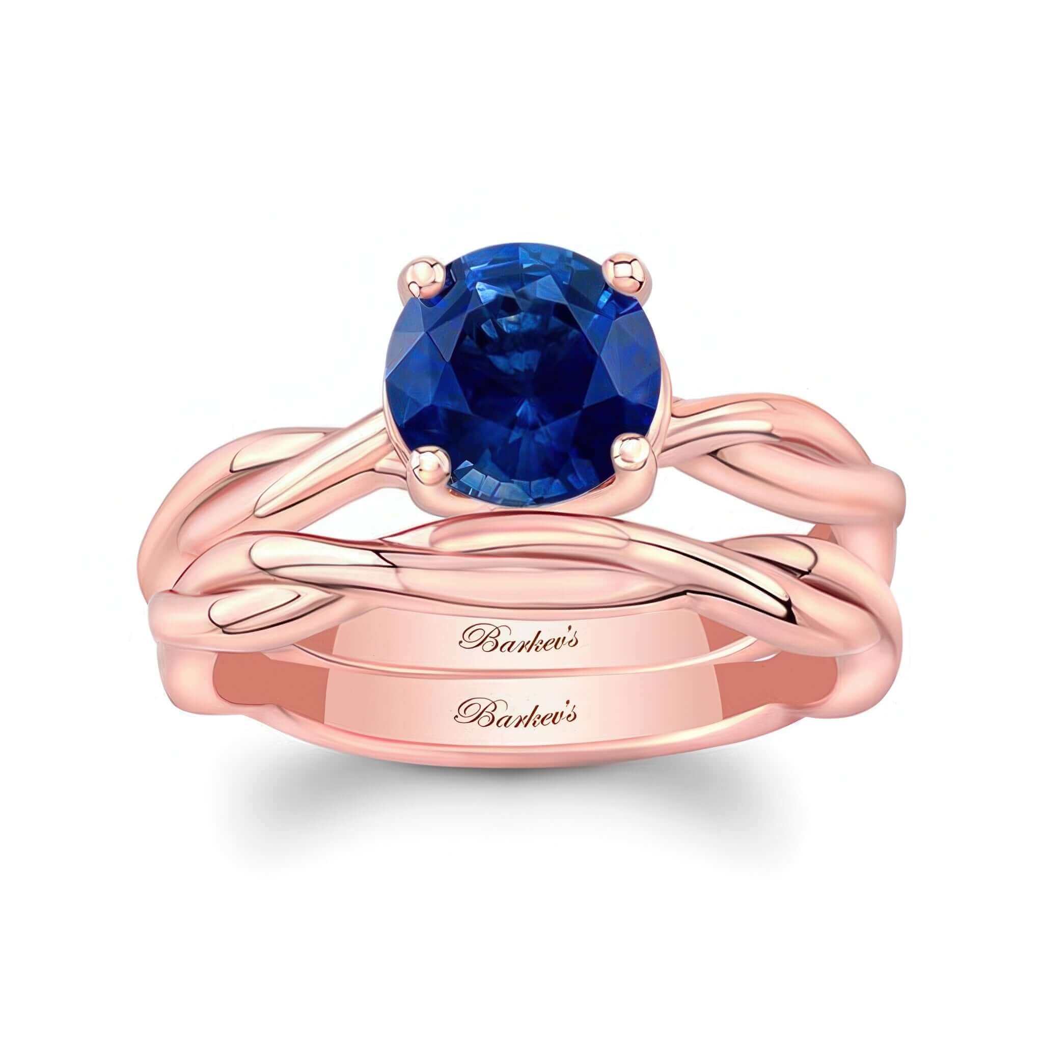 Blue Sapphire Twist Solitaire Bridal Set