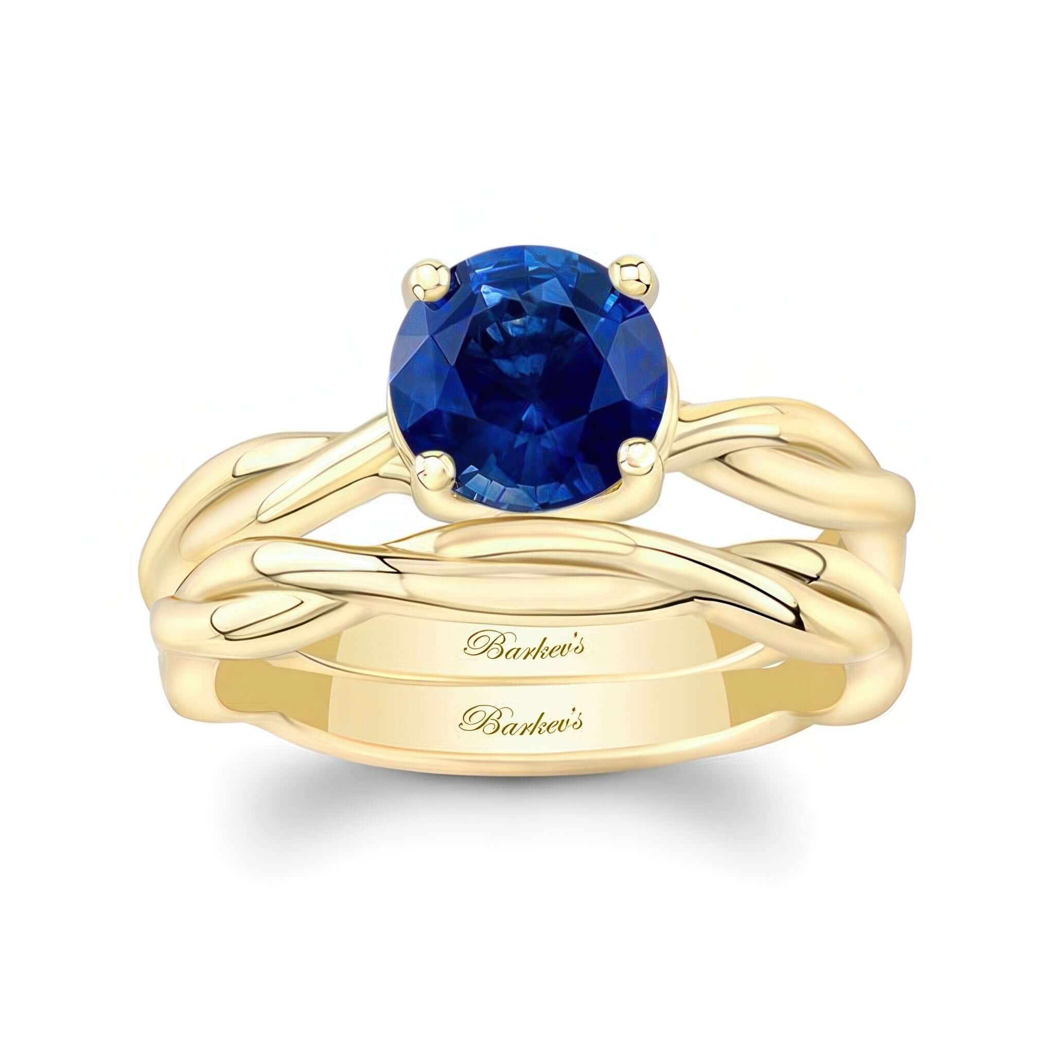 Blue Sapphire Twist Solitaire Bridal Set