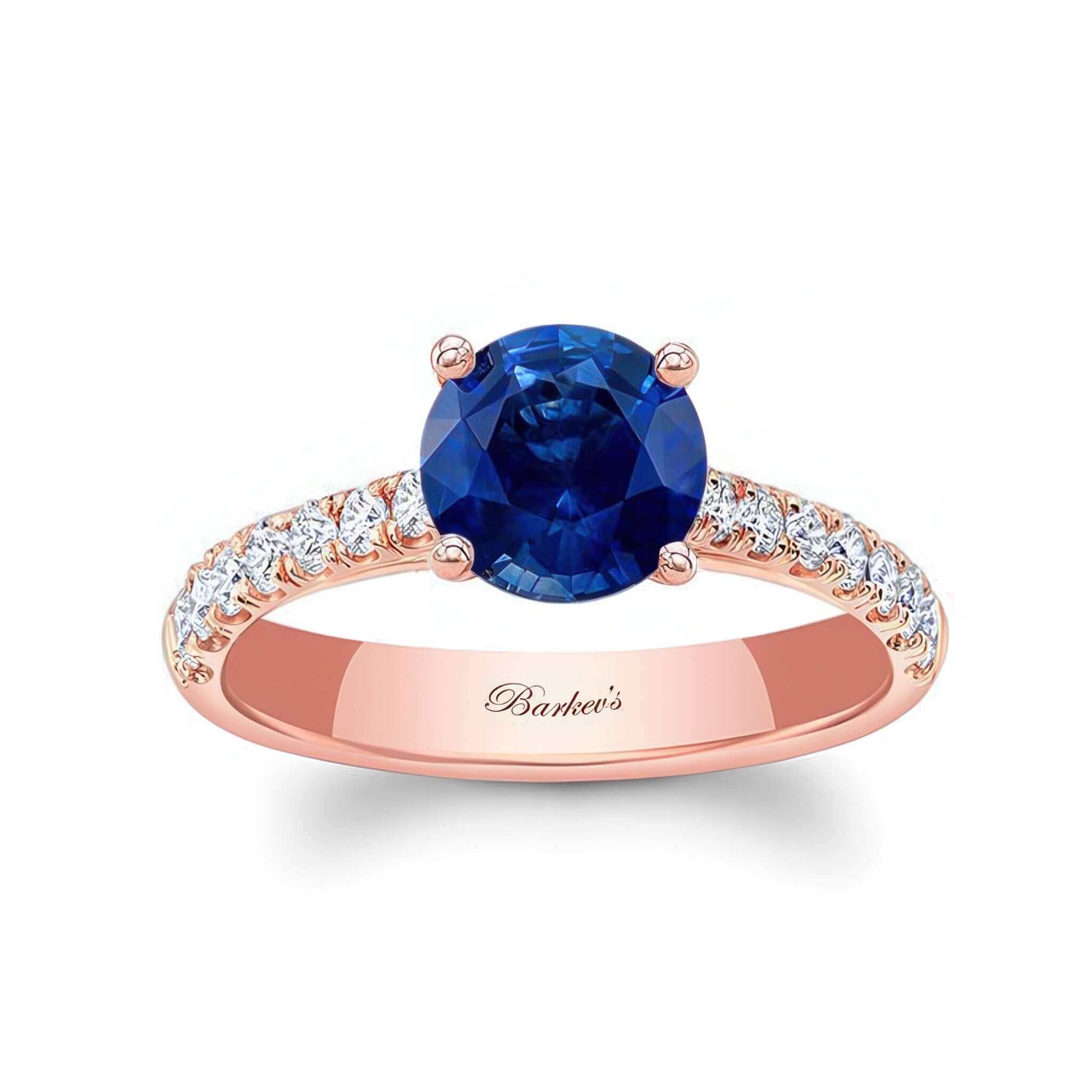 Round Blue Sapphire And Diamond Engagement Ring