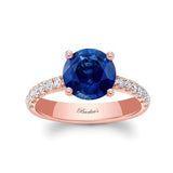 3 Carat Round Blue Sapphire And Diamond Engagement Ring