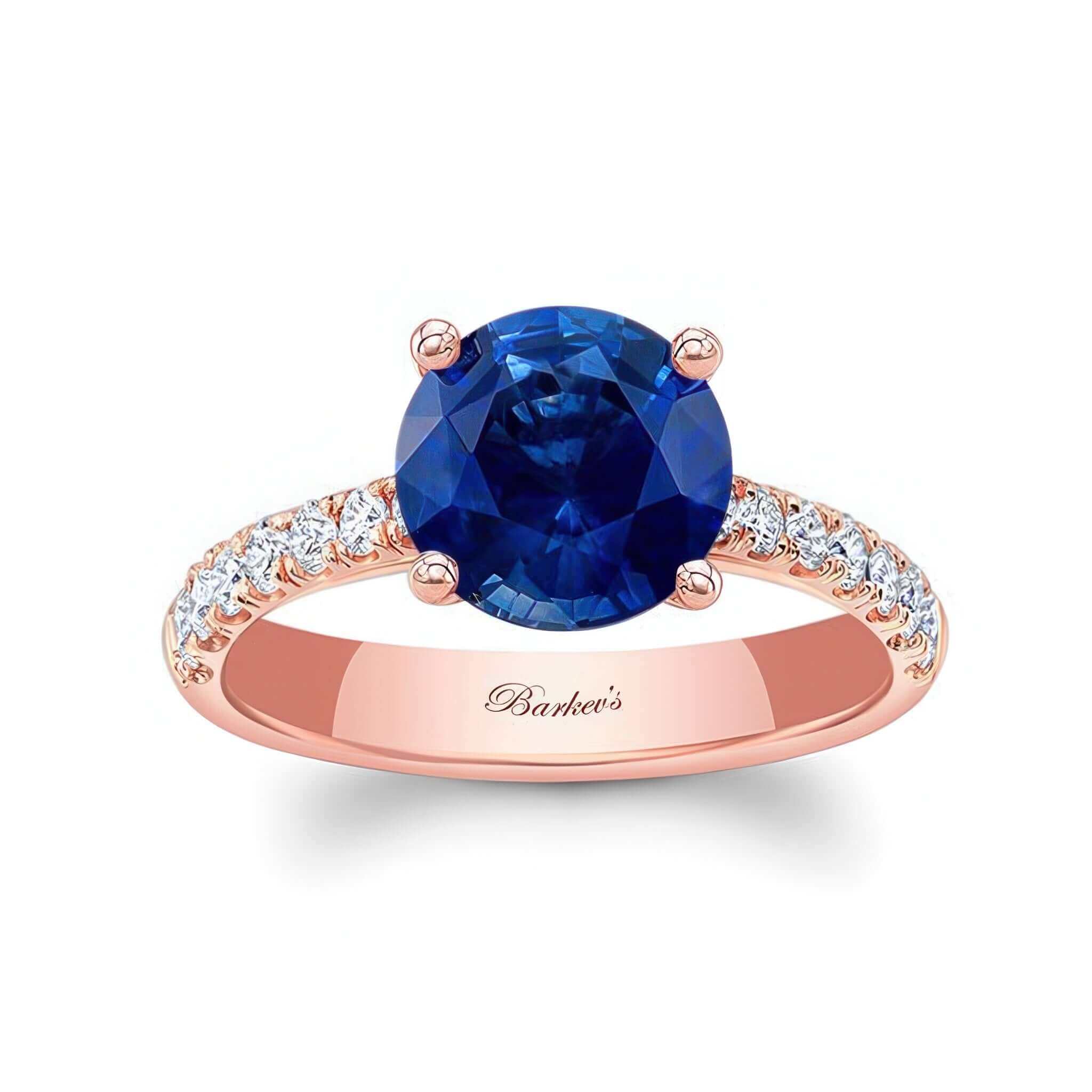 3 Carat Round Blue Sapphire And Diamond Engagement Ring
