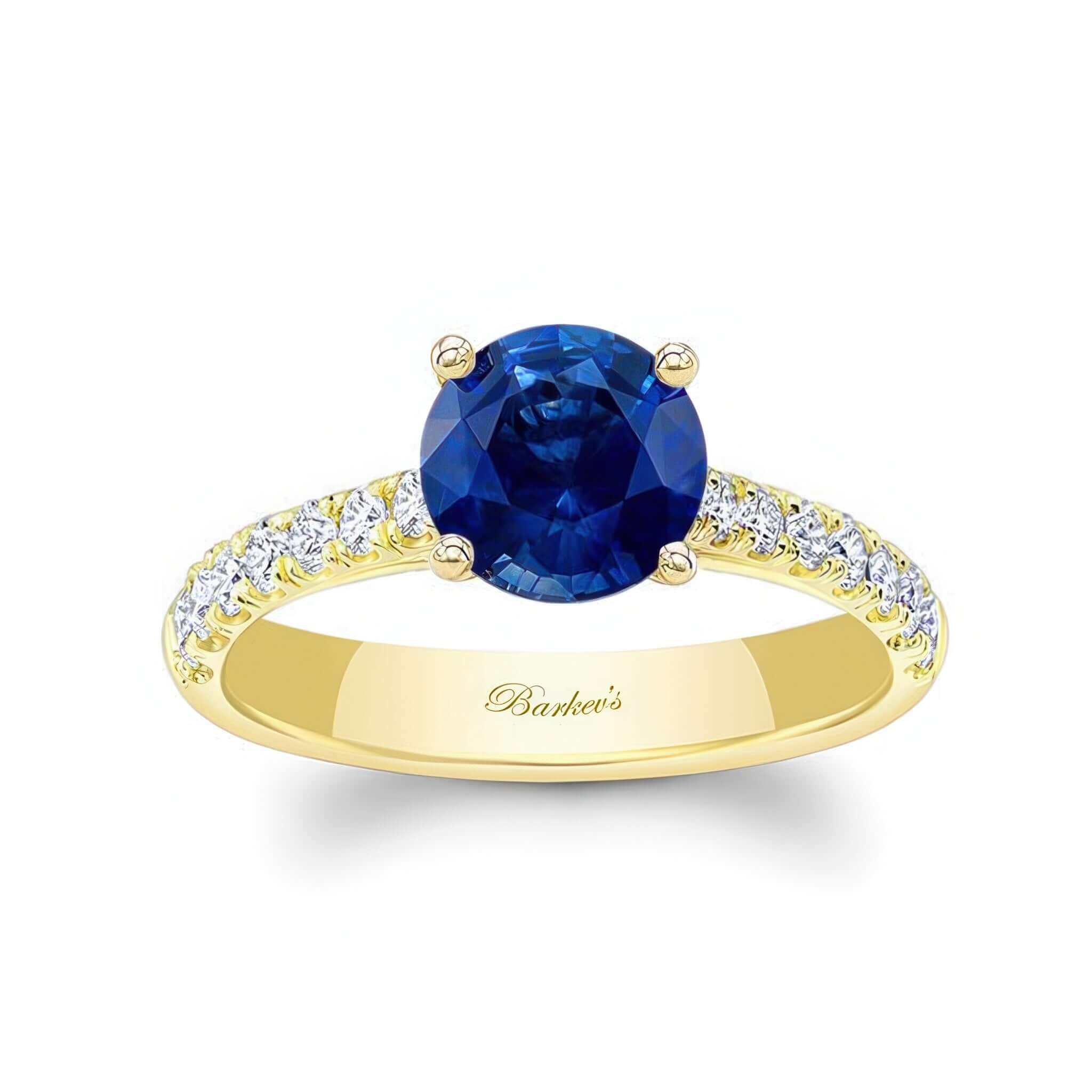 Round Blue Sapphire And Diamond Engagement Ring