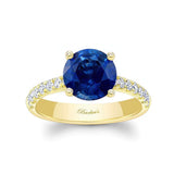 3 Carat Round Blue Sapphire And Diamond Engagement Ring