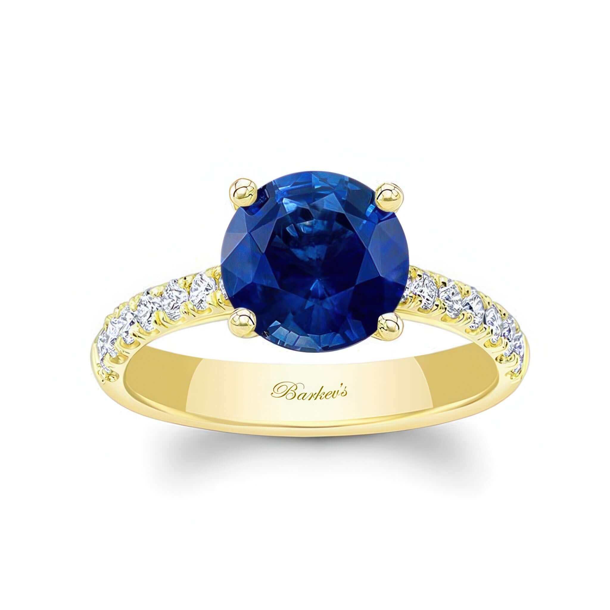 3 Carat Round Blue Sapphire And Diamond Engagement Ring