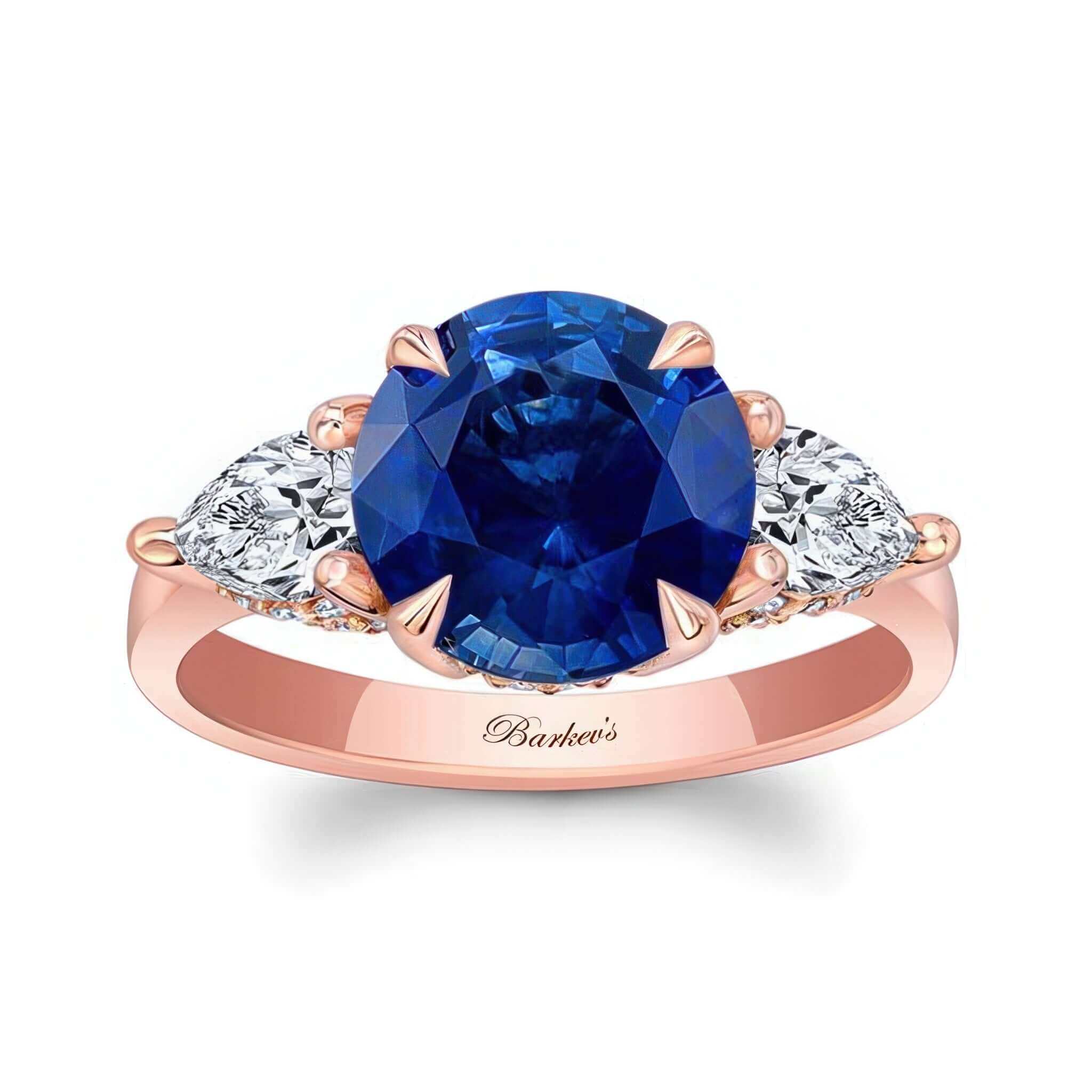 3 Carat Round Blue Sapphire And Diamond Ring