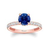 Lab Grown Blue Sapphire And Diamond Halo Engagement Ring