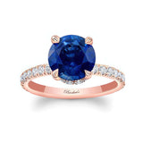 3 Carat Lab Grown Blue Sapphire And Diamond Halo Engagement Ring