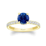 Lab Grown Blue Sapphire And Diamond Halo Engagement Ring