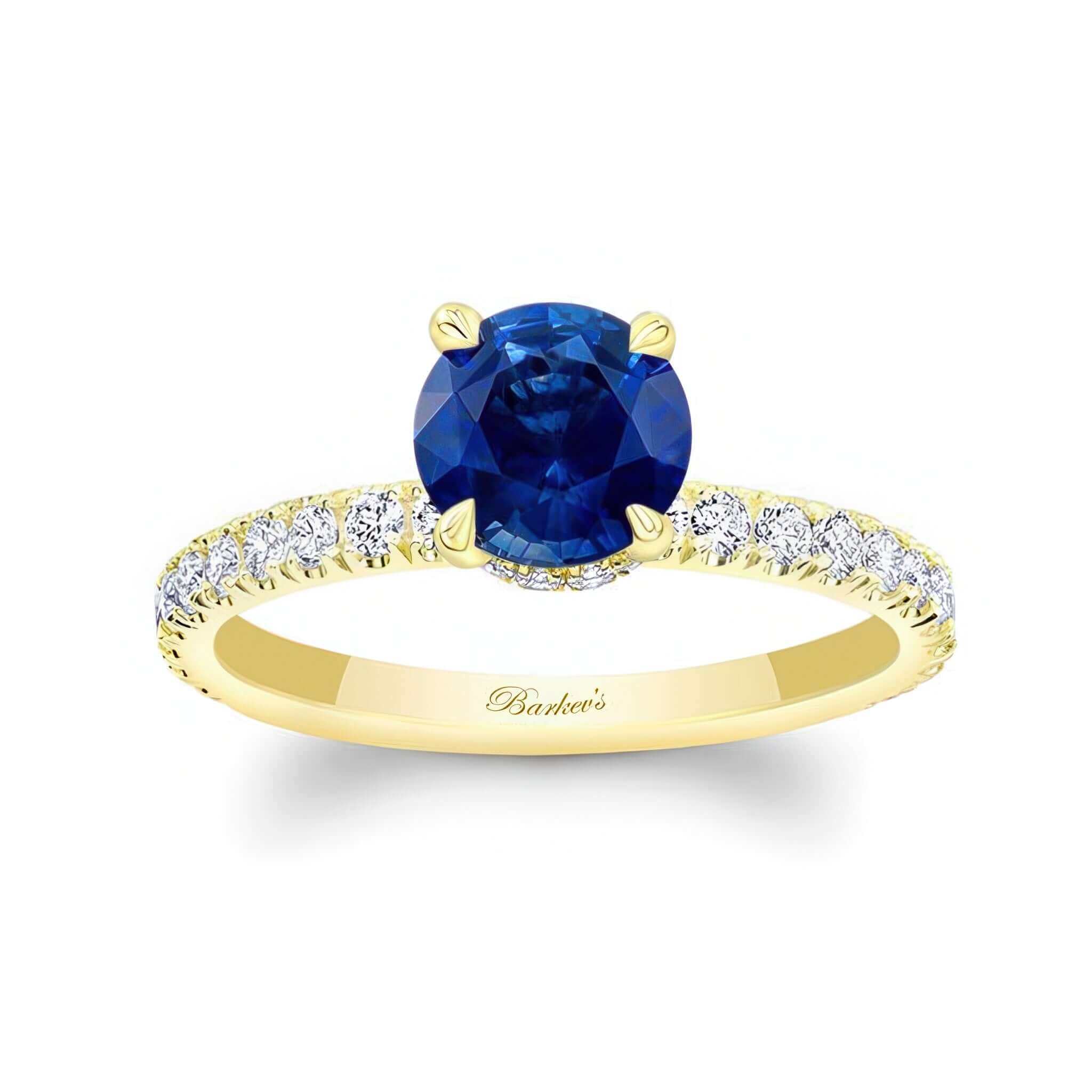 Blue Sapphire And Diamond Halo Engagement Ring