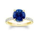 3 Carat Lab Grown Blue Sapphire And Diamond Halo Engagement Ring