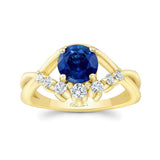 Blue Sapphire And Diamond Unique Engagement Ring