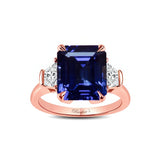 Emerald Cut 5 Carat Lab Blue Sapphire Ring