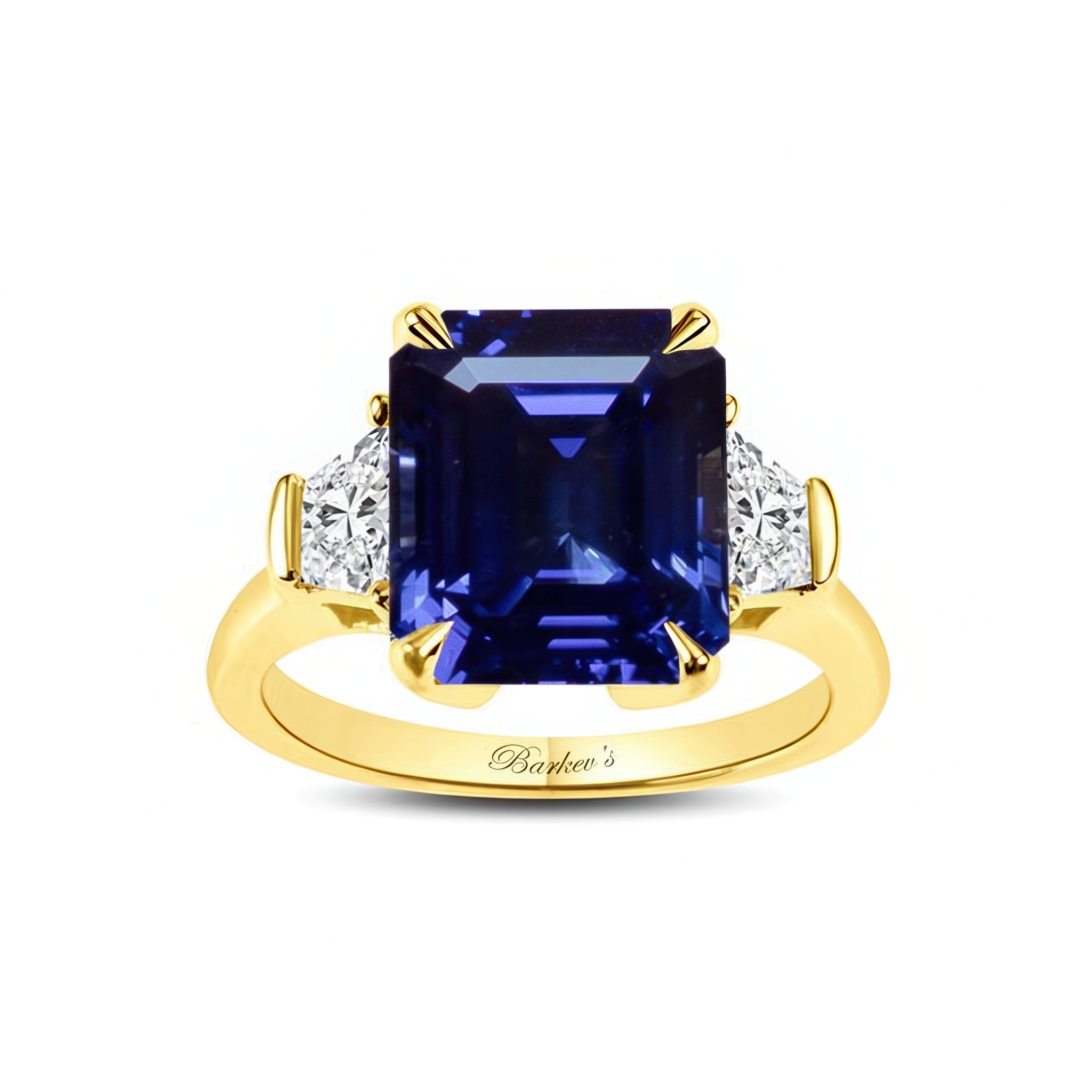 Emerald Cut 5 Carat Lab Blue Sapphire Ring