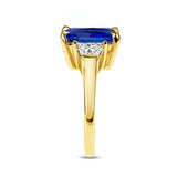 Emerald Cut 5 Carat Lab Blue Sapphire Ring