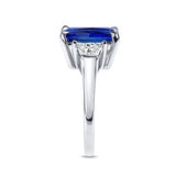 Emerald Cut 5 Carat Lab Blue Sapphire Ring