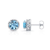 Unique 1 Carat Blue Topaz Studs