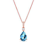 Pear Shape Blue Topaz And Diamond Necklace