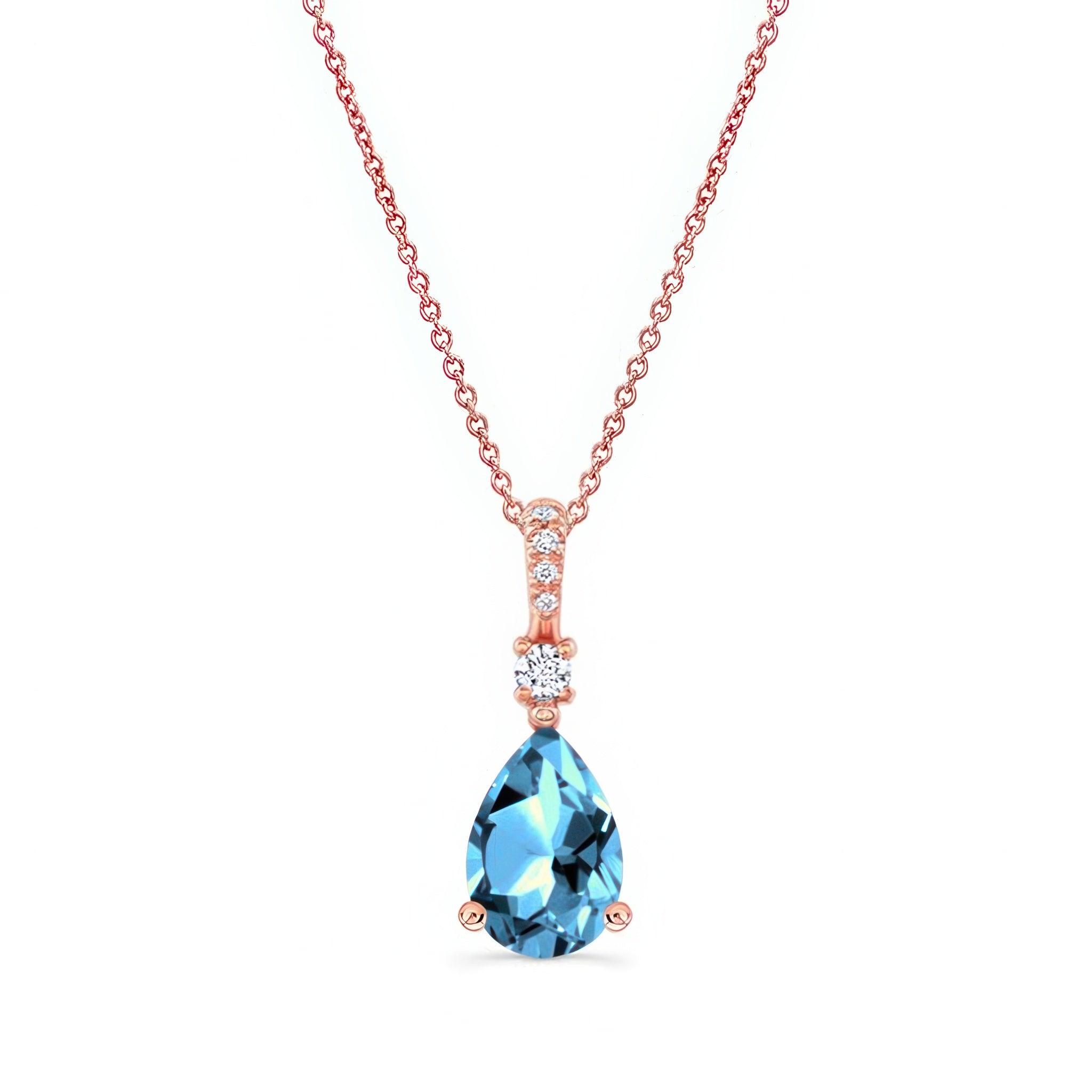 Pear Shape Blue Topaz And Diamond Necklace