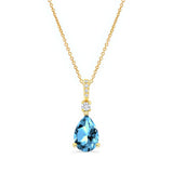 Pear Shape Blue Topaz And Diamond Necklace
