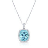 5 Carat Cushion Blue Topaz Diamond Necklace