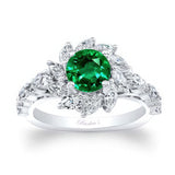 Emerald And Diamond Sunflower Engagement Ring