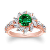 Emerald And Diamond Sunflower Engagement Ring