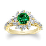 Emerald And Diamond Sunflower Engagement Ring