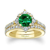 Classic Halo Emerald And Diamond Bridal Set
