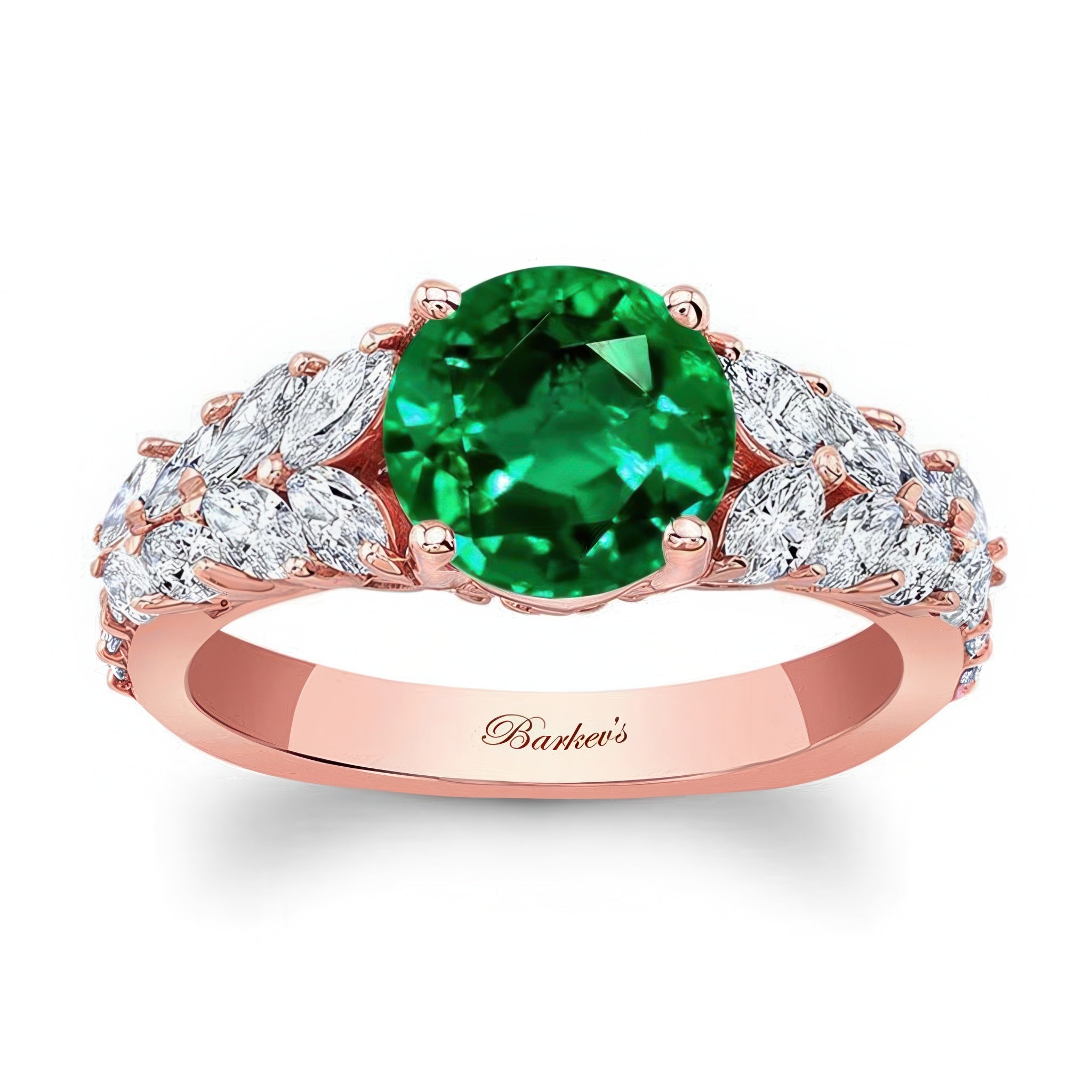 2 Carat Round Emerald And Diamond Engagement Ring