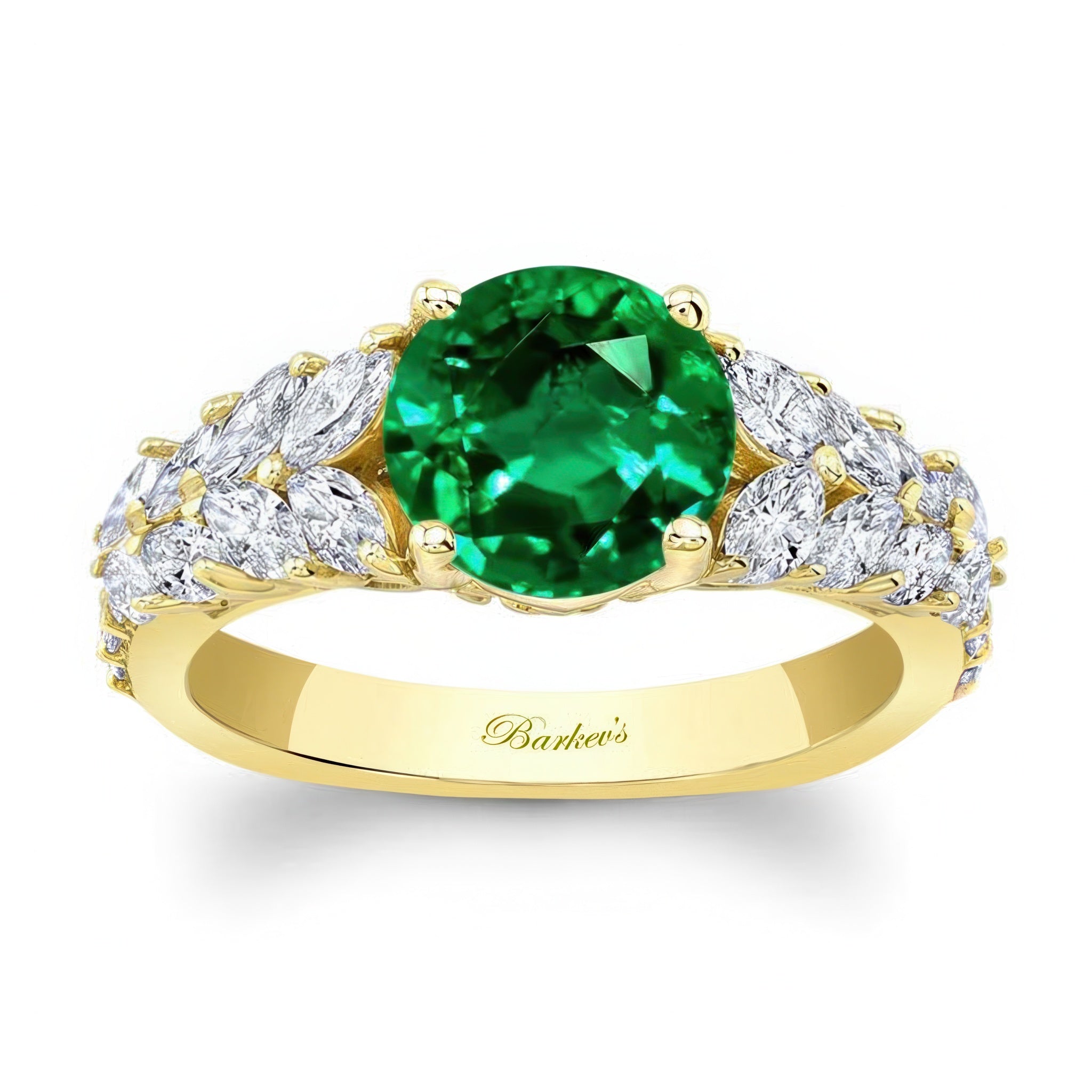 2 Carat Round Emerald And Diamond Engagement Ring