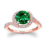 Emerald And Diamond Half Halo Engagement Ring