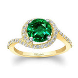 Emerald And Diamond Half Halo Engagement Ring