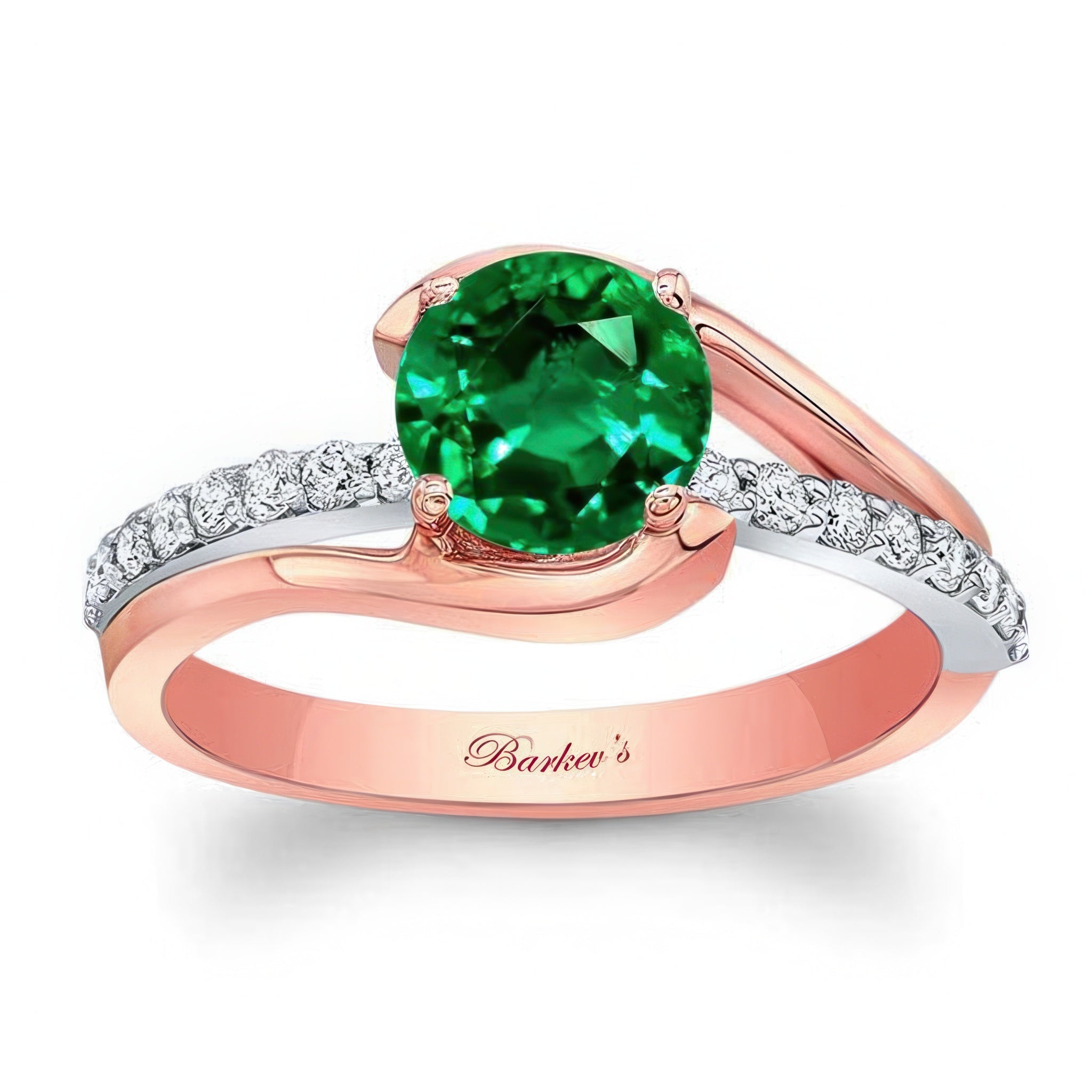 Simple 1 Carat Round Emerald And Diamond Ring