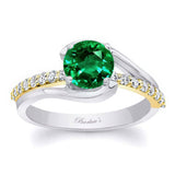 Simple 1 Carat Round Lab Emerald And Diamond Ring