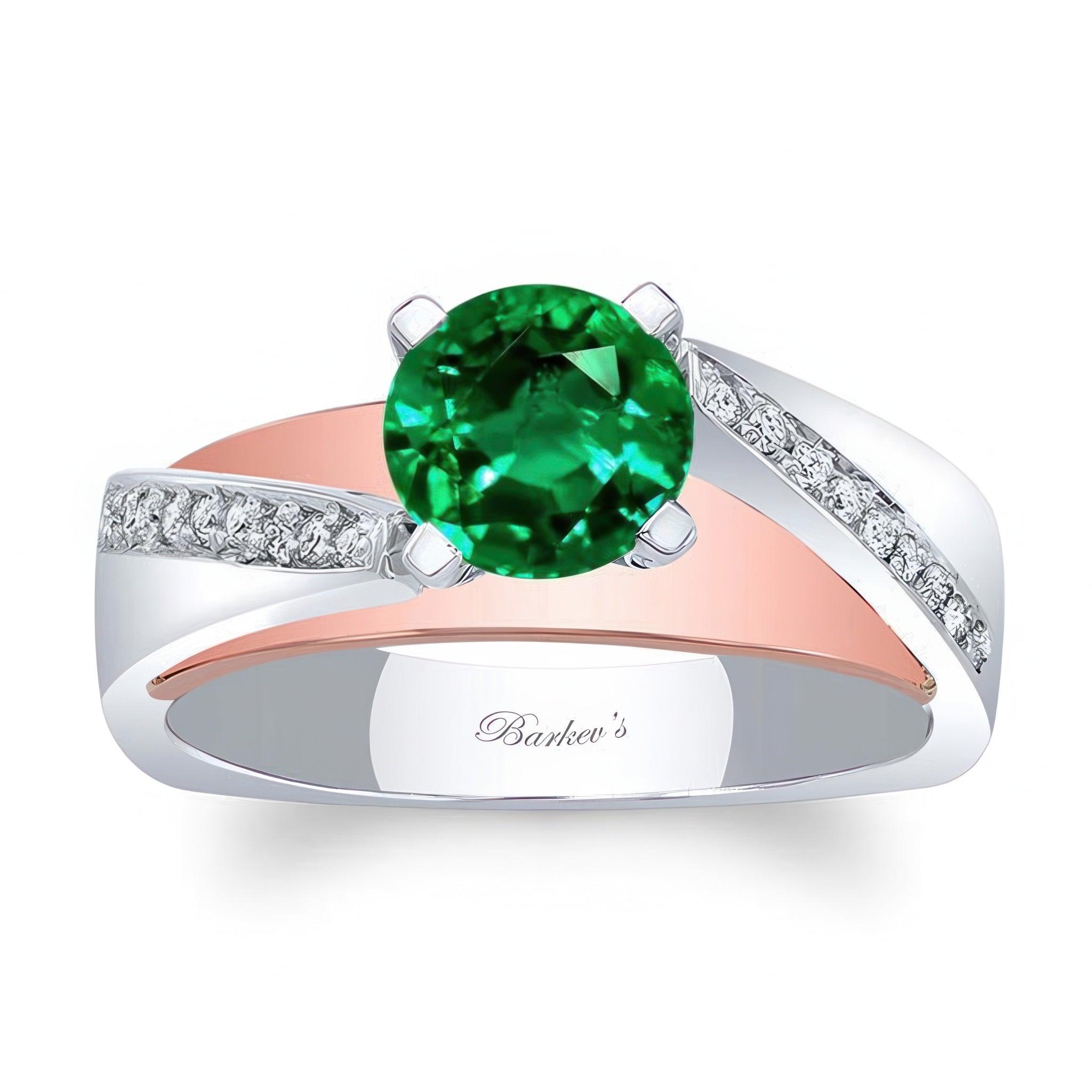 Split Shank Pave Emerald And Diamond Engagement Ring