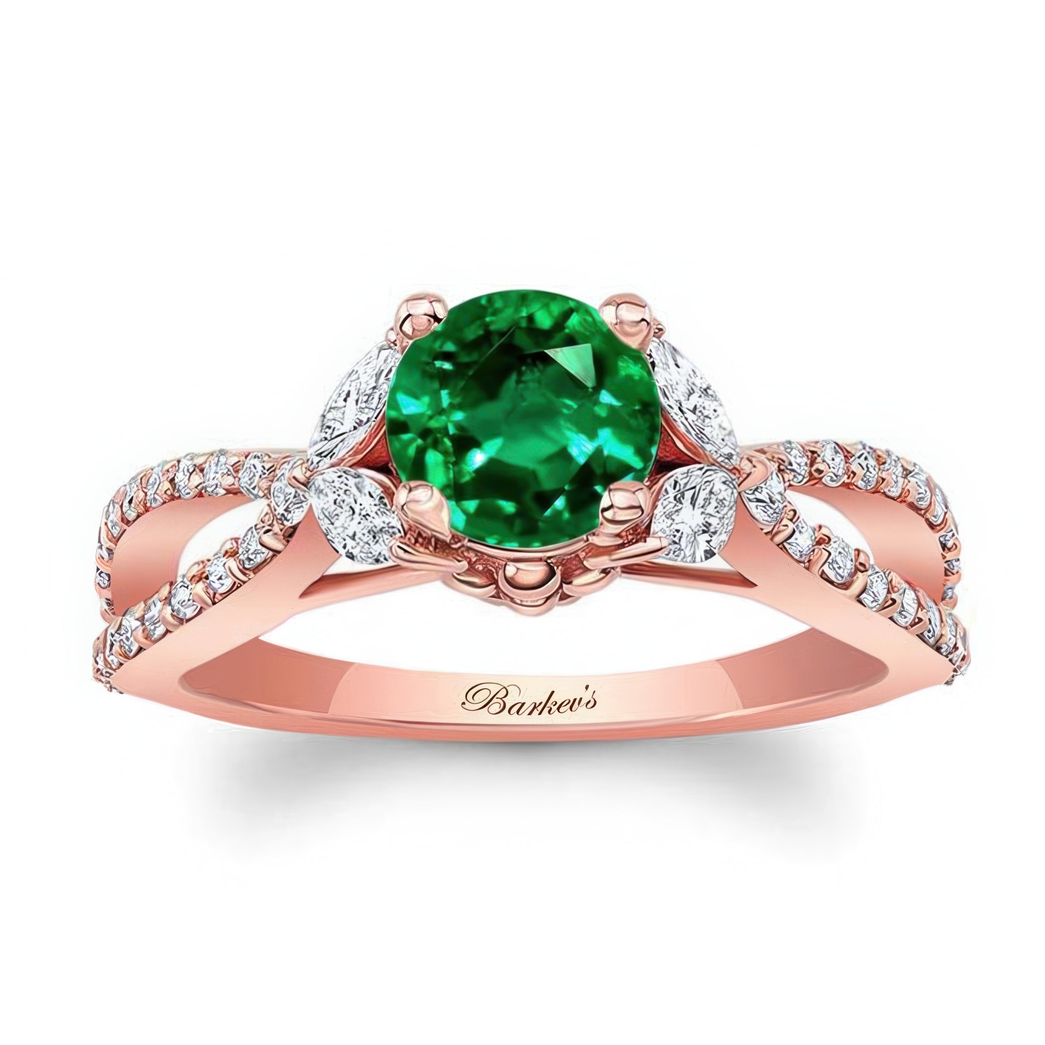 Emerald And Diamond Leaf Ring